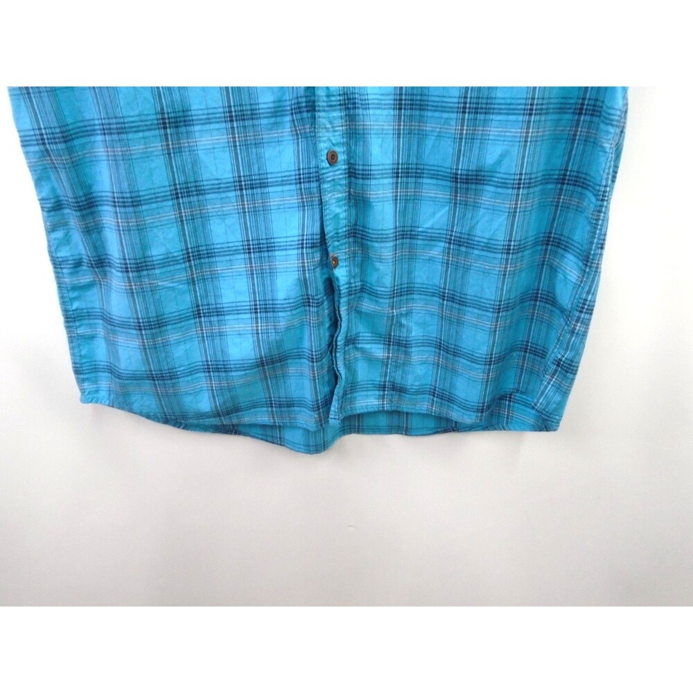 Ariat Rebar Work Shirt Mens Large Turquoise Plaid DuraStretch Short Sleeve Blue - Picture 7 of 11